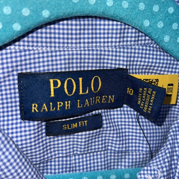 Polo by Ralph Lauren Blue Long Sleeve Slim Dress Shirt Size 10 - Picture 4 of 7